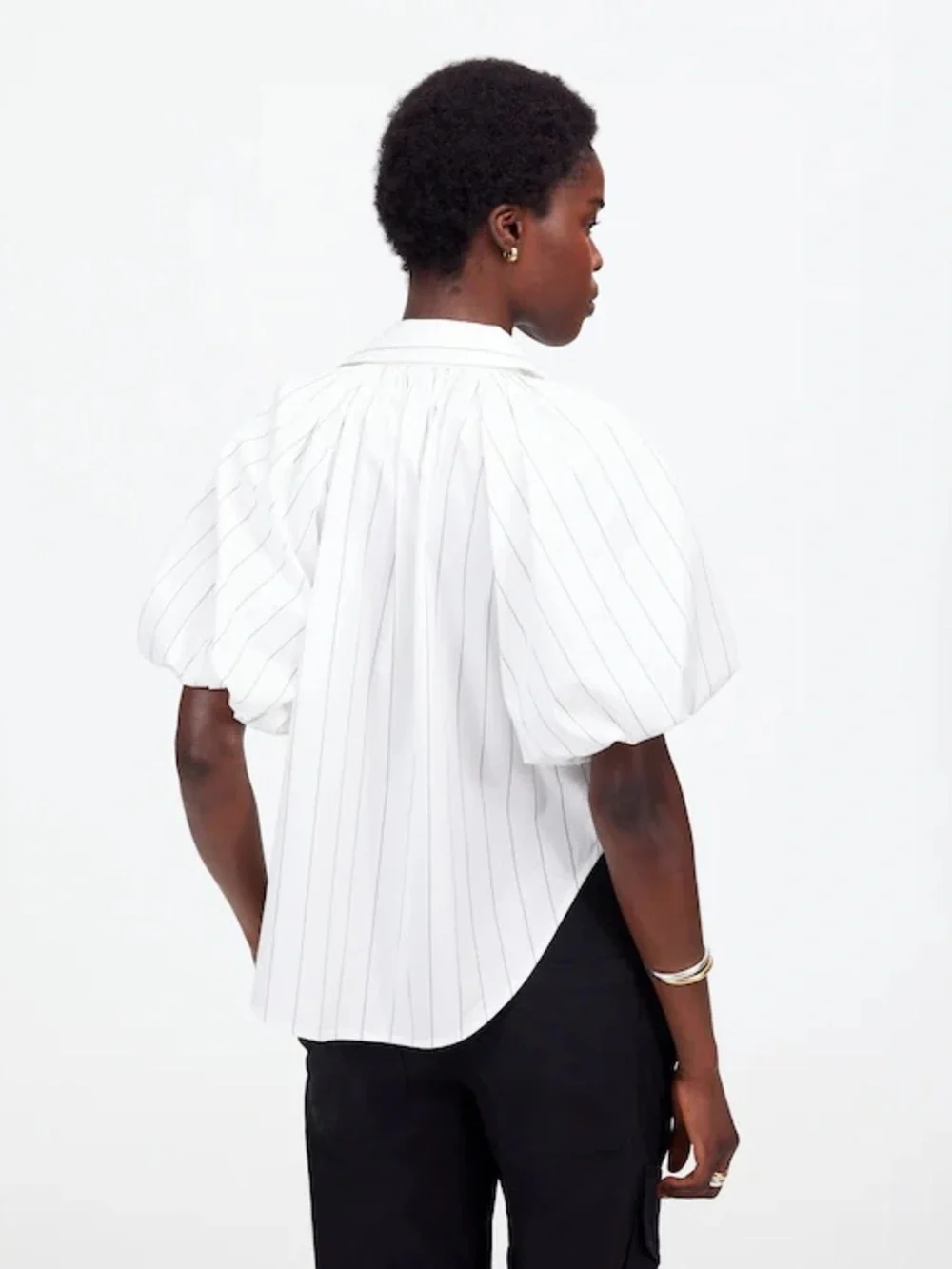 Madewell Shirred Bubble-Sleeve Button-Up Shirt - Picture 3 of 8